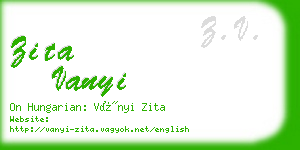 zita vanyi business card